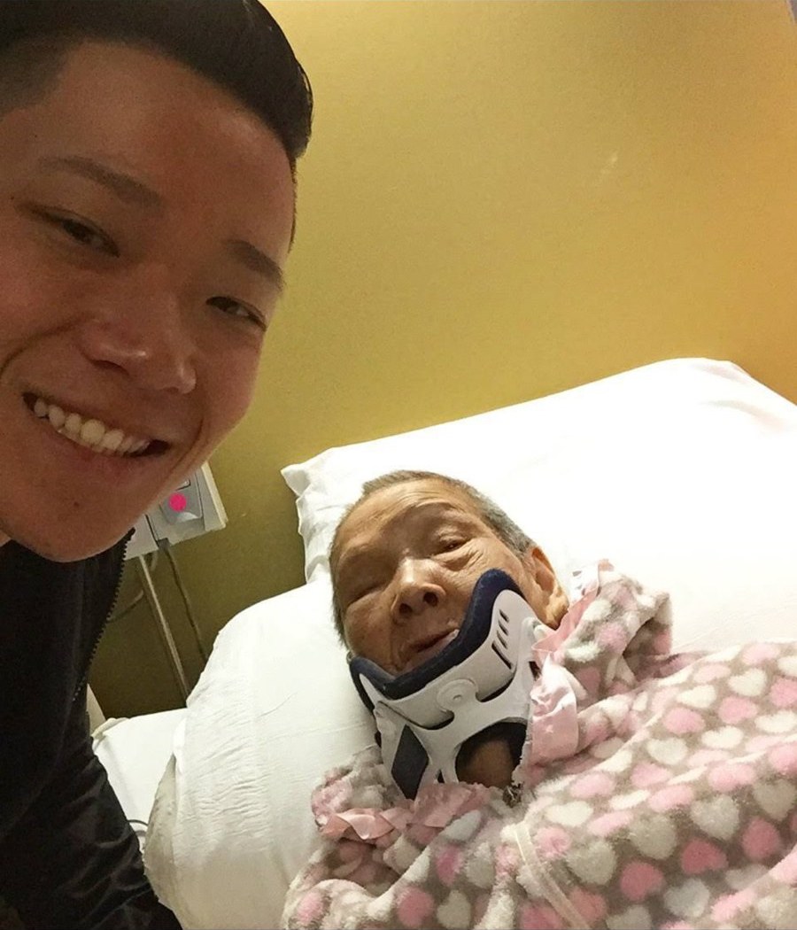 Brandon at his grandmother’s hospital bedside